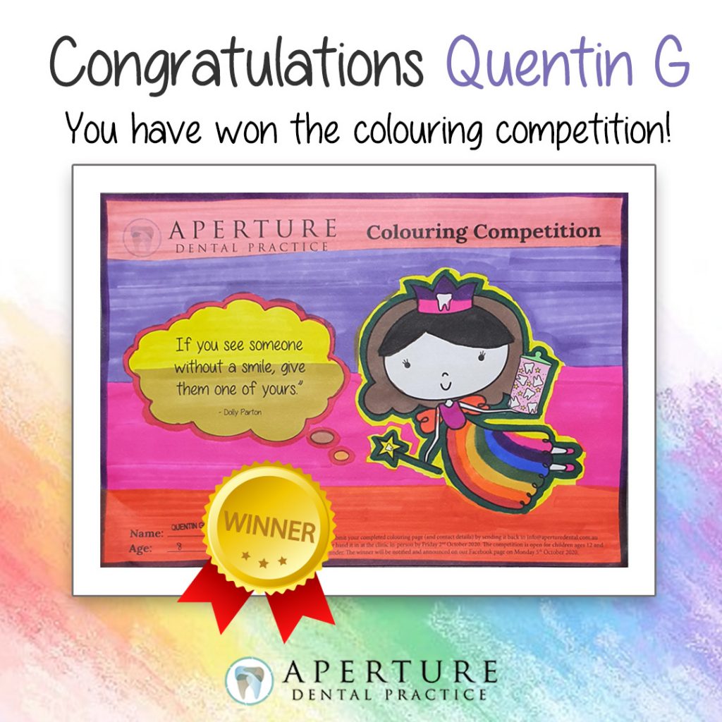 Colouring Competition Winner Aperture Dental Practice Sunnybank Hills